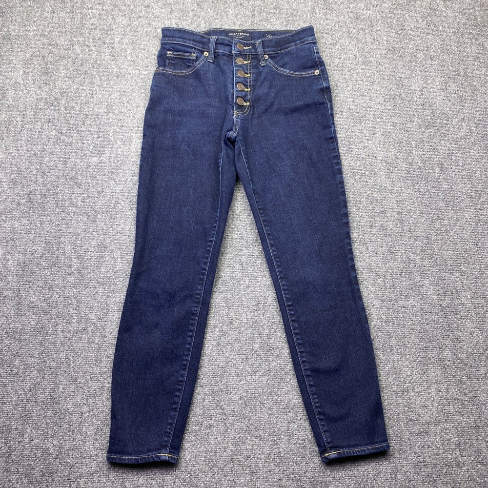 Lucky Brand Bridgette High Rise Skinny Jeans Dark Indigo Button Fly Size 6/28 A